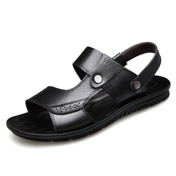 

sandals summer men outdoor casual shoes non-slip breathable beach two ways wearing sandalias hombre k1tx, Black