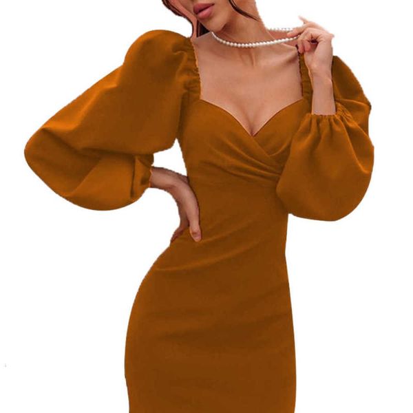 

women's dress temperament waist bubble sleeve long medium length, White;black