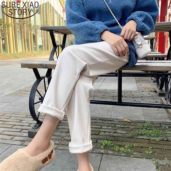 

autumn and winter harem pants high waist women fashion cotton casual loose trousers female pantalon 11473 210506, Black;white