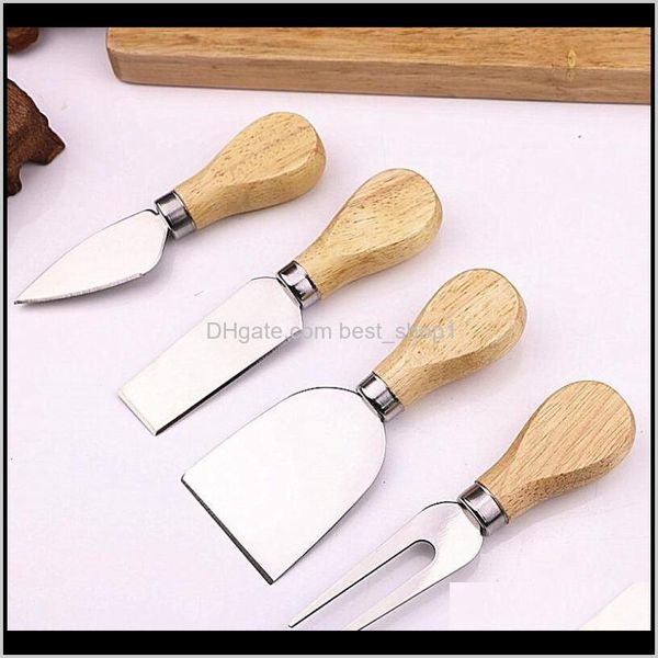 4Pcslot Manico in legno Set Bard Set Quercia Bambù Coltello da formaggio Affettatrice Kit Cucina Cheedse Cutter Strumenti di cottura utili Ewd3281 Yaiab Sljps