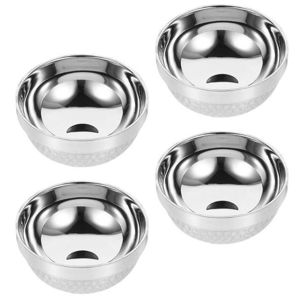 

bowls 4pcs home kitchen simple soup salad serving (silver)