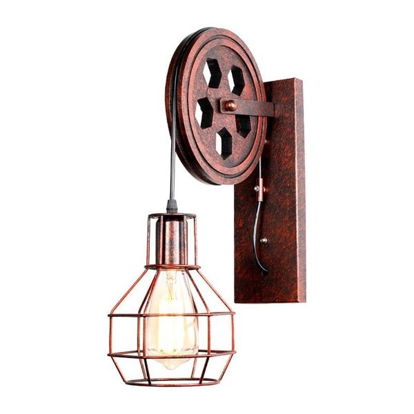 

retro vintage wall light shade ceiling lifting pulley industrial lamp fixture iron loft cafe bar adjustable sconce lamps