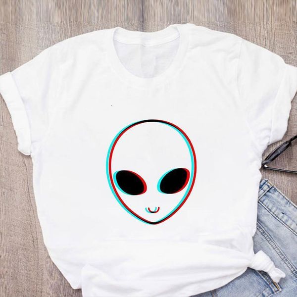 

graphic space funny cartoon women print short sleeve summer womens clothing tees female, White