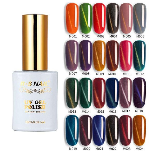 

nail gel rs cat eyes polish semi permanent soak off enamel varnish 24 colors 9d magnetic uv led lacquers 15ml, Red;pink