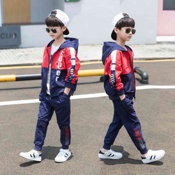 

boys autumn clothing suit teenage clothes 12 years tracksuit set children hooded spring sports fashion tide, White