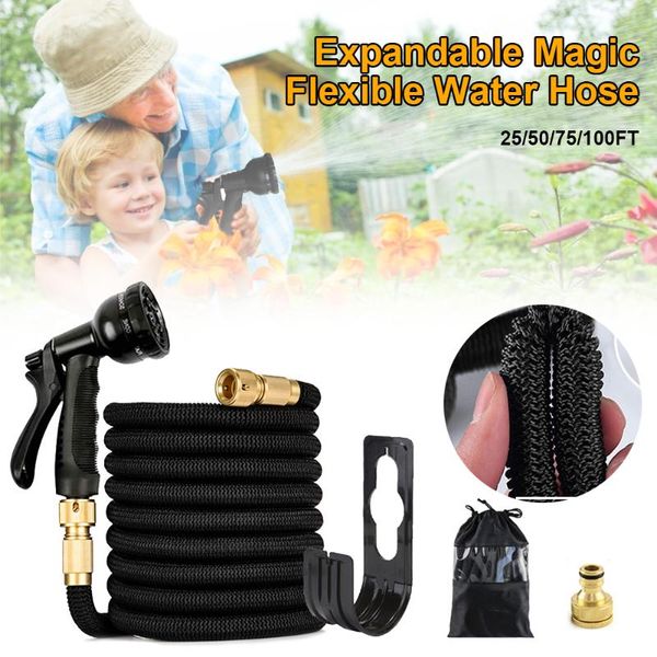 

watering equipments 25/50/75/100ft garden hose pipe expandable flexible extensible water magic with 8-pattern 3/4" brass connector