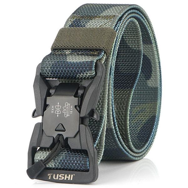

waist support 2021 tactical belt camouflage for outdoor hunting fishing multi function quick release magnet buckle waistband elastic, Black;gray