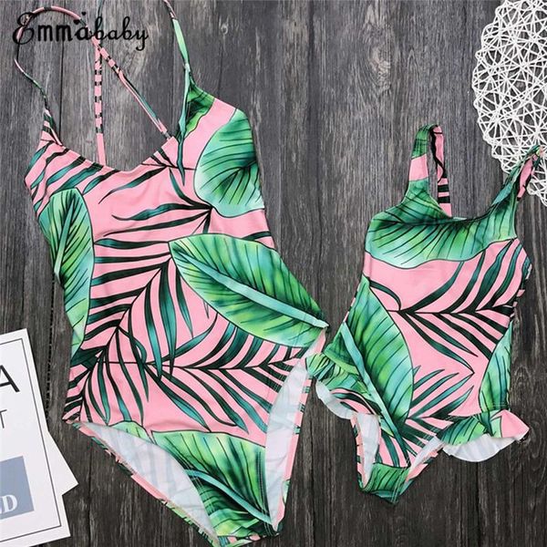 

mother and daughter family matching one piece bikini swimsuit women kids girls swimwear summer beachwear russia one-piece suits