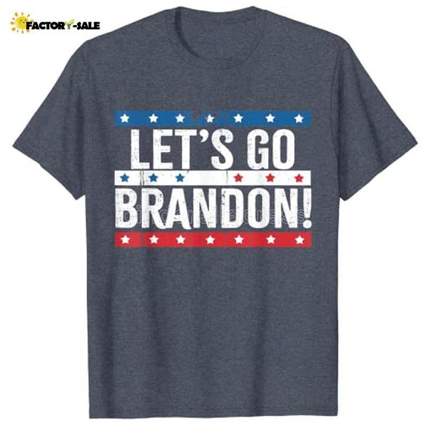 Vamos ir Brandon EUA Flag Cores Vintage T-shirt Homens Roupas Gráfico Tees FN04