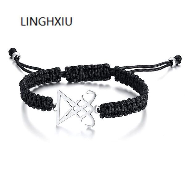 

charm bracelets men's luciferian bracelet black braided lucifer sigil of occult witchy jewelry, Golden;silver