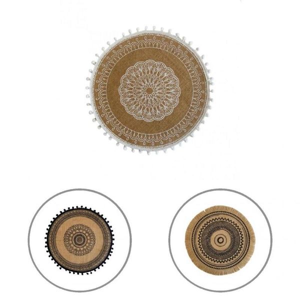

mats & pads wear-resistant 6 styles round embroidery dining place mat for kitchen