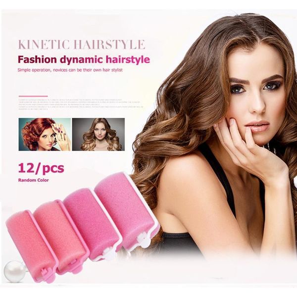 

magic soft sponge foam hair curlers curling styling rollers twist tool perm easy use practical tools 12pcs1, Black