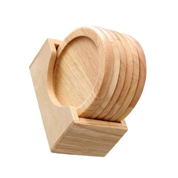 

mats & pads 1 set table placemat wood heat insulation coasters with box