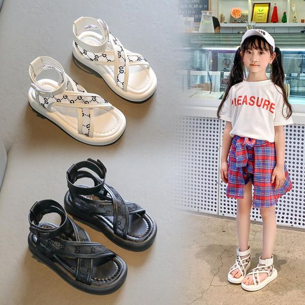 

sandals girls' sandal summer 2021 beach shoes non-slip soft-soled casual, Black;red