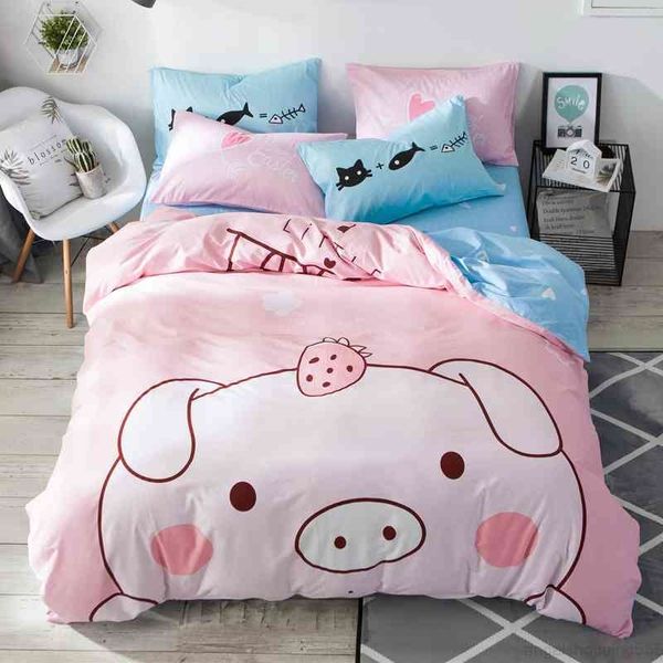 

100%cotton dinosaur pig print boys children twin  size bedding set 2 pillowcases duvet cover 1 bed sheet