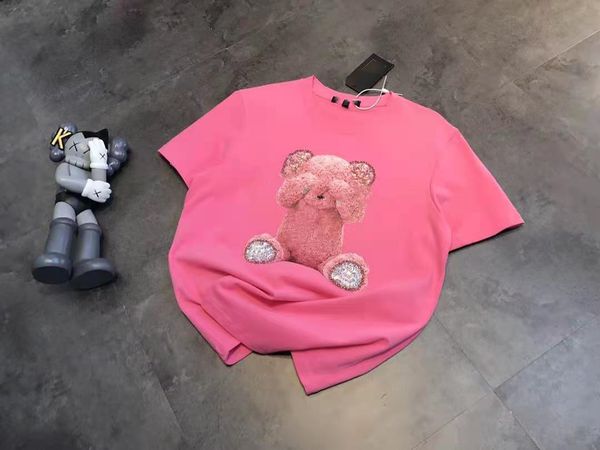 

design clothing 2021 summer new fashion couple casual sequins loose round neck short sleeve t-shirt for men and women, White