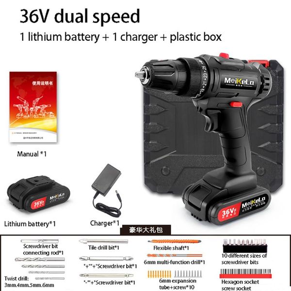 

professiona electric drills 36v cordless drill screwdriver, lithium battery brushless tool kit, power combination kit single