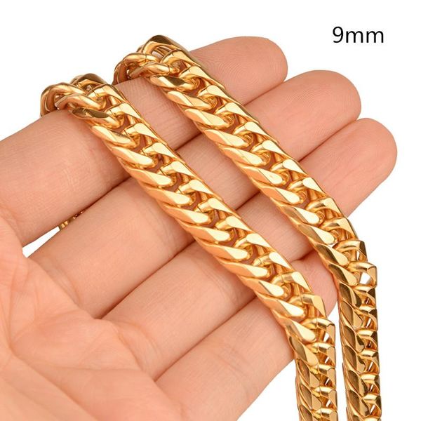 

9mm wide 316l stainless steeldouble curb cuban link chain necklace & bracelet christmas jewelry gift 7-40inch chains, Silver