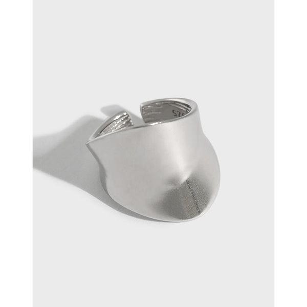 

cluster rings shanice hip hop trendy s925 sterling silver open ring simple and exaggerated irregular wide face cuff adjustable, Golden;silver