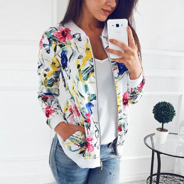 

women's jackets fashion retro floral print women coat casual zipper up bomber jacket ladies autumn winter basic outwear coats 21816, Black;brown