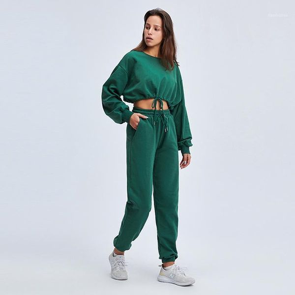 

running sets sports two-piece set sweatshirt suit women long sleeve loose short pants casual fitness jogging workout suits sportswear1, Black;blue