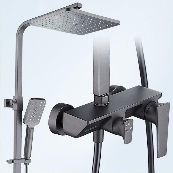 

gray solid brass bathroom shower faucet set nordic style household sets