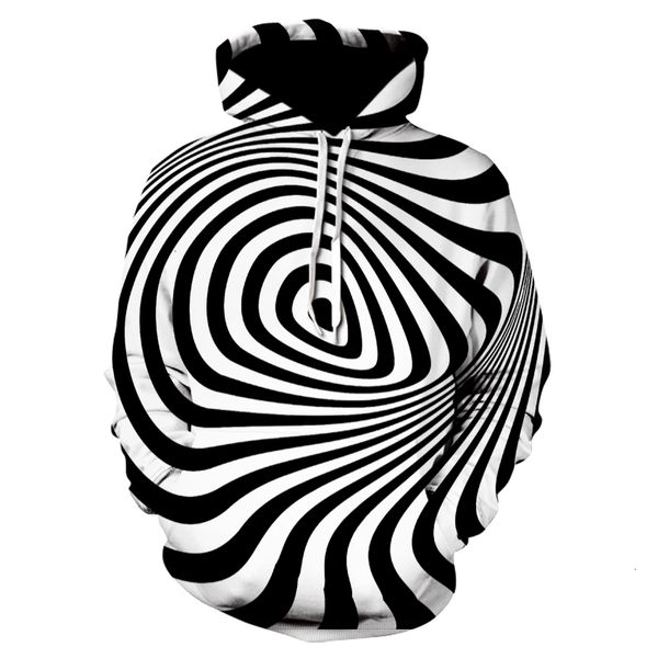

for fall lovers 3d printed black and white strip rotating picture hoodies street