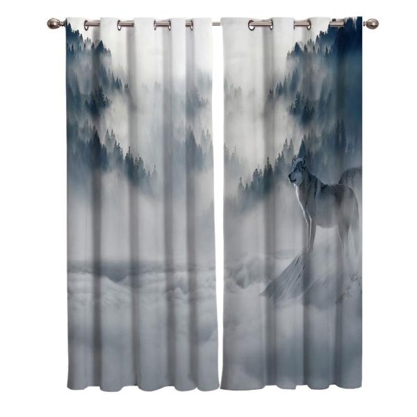 

curtain & drapes wolf cloud mountain landscape window curtains valance room kids bedroom home decor