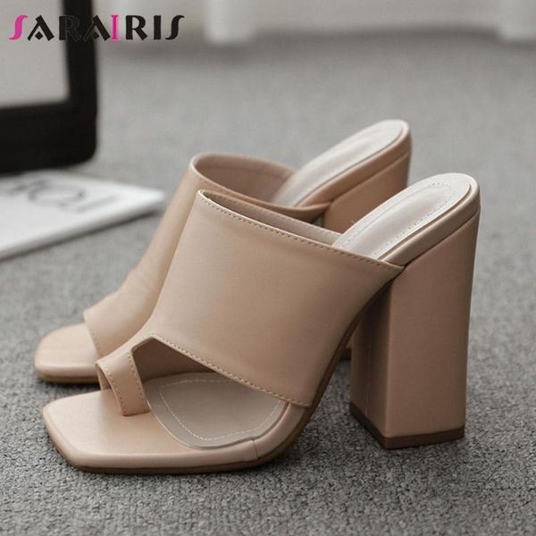 

dress shoes sarairis flip flop block heels pumps women 2021 designer fashion brand ladies summer solid, Black