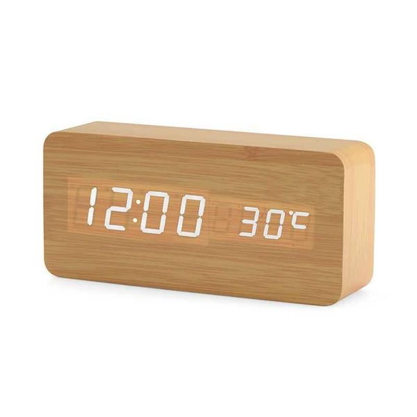 

other clocks & accessories usb/ alarm clock led temperature display wooden watch table voice control digital wood despertador electronic