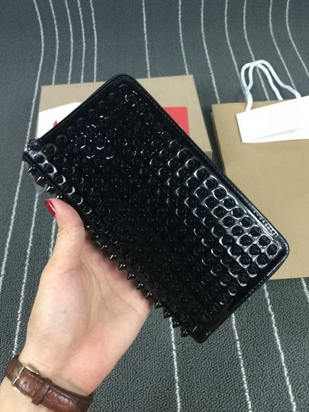 

genuine leather men women long wallet multicolor designer coin purse card holder original box holders clut bags classic zipper pocke, Red;black