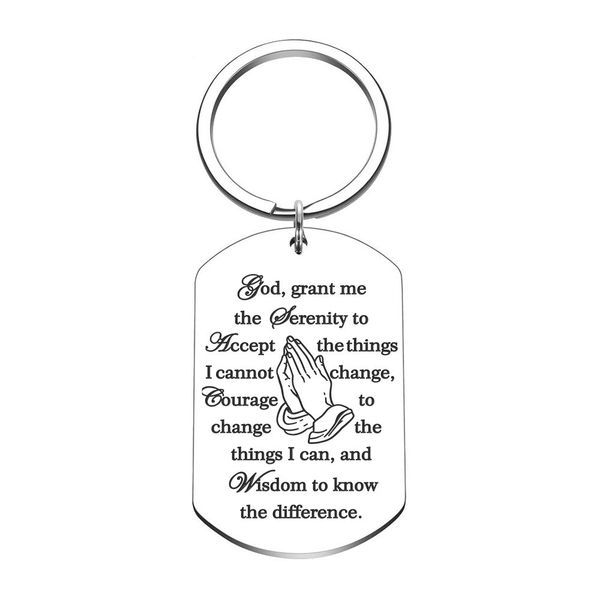 

christian keychain serenity prayer gift sobriety recovery gifts for woman men teen boy girls religious gift jewelry for him herdio chan cont, Slivery;golden