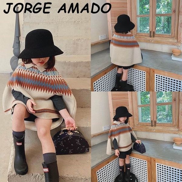 

coat girls knitted sweater cloak korean style for children thick princess shawl clothing e20746 1d8p, Blue;gray