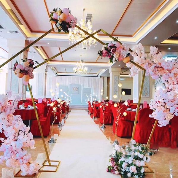 

party decoration backdrop wedding props iron art pentagonal frame outdoor flower arrangement shape diamond arches