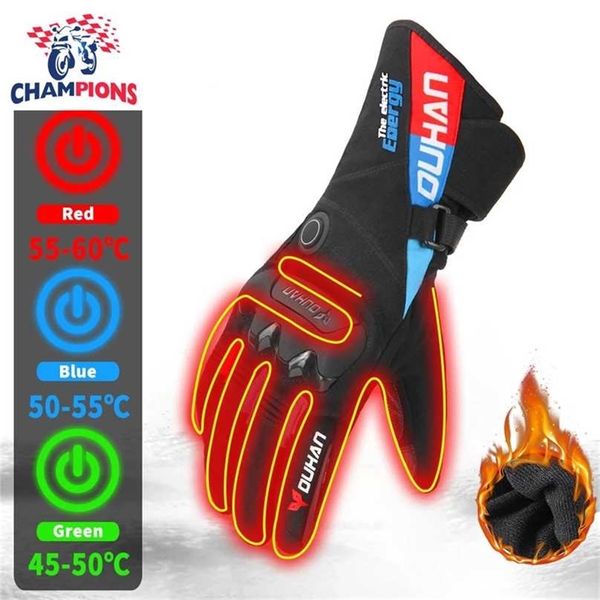 

duhan 60 motorcycle gloves waterproof guantes moto touch screen motocross windproof heated for man 211124, Blue;gray