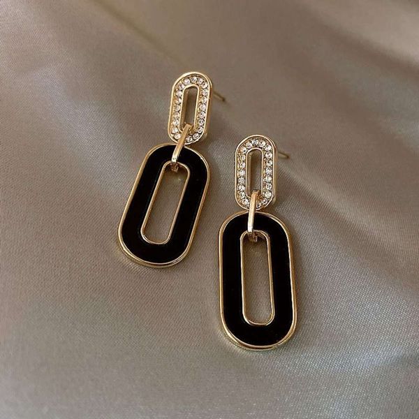 

new korean ins925 silver ear nail circle advanced exaggerated french earrings, Black