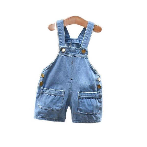 

shorts summer baby denim suspenders infant breathable overalls toddler clothing fashion boy girl loose blue suspender trousers, Black