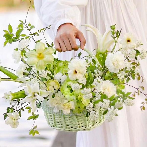 

storage baskets flower basket wicker rattan wedding outdoor picnic hand woven candy household