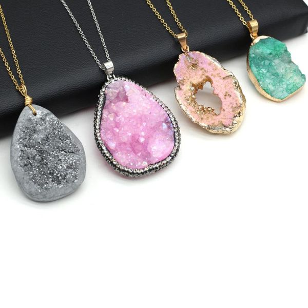 

chains 2021 natural stone necklace irregular shape agate crystal bud exquisite light luxury size 40x30x6mm-50x30x6mm, Silver