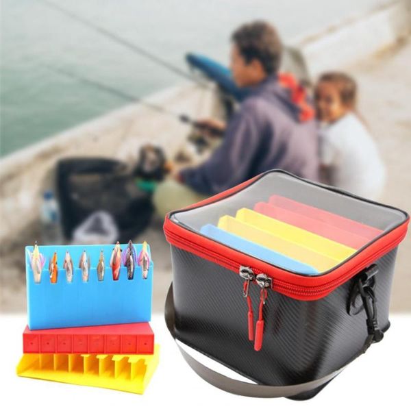 

1pc multifunctional thickened eva wooden lures storage holder fishing bucket supply accessories