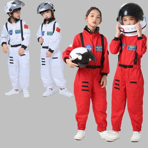 

children's stage performance cos space flight one-piece suit astronaut dress, Black;red