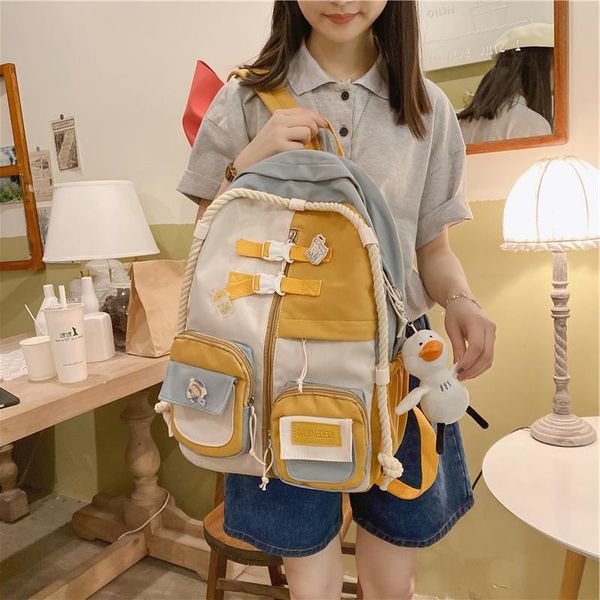 

backpack kawaii patchwork mochila college fashion girls lapwomen cute travel rucksack cotton leisure bag student schoolbag