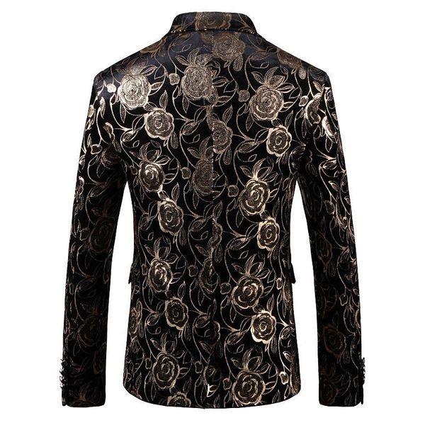 

Men's Suits & Blazers Slim Men Jacket Fashion Gold Print Western Style Stage Costume Singer Host Musician Dancer Casual Party Business, White;black