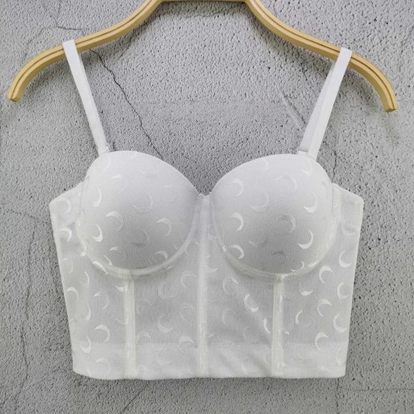 

moon screen perspective short small sling vest temperament slim elastic lace versatile girl women's tanks & camis, White
