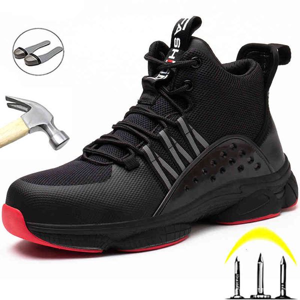 

dress shoes lightweight safety men puncture-proof protective work sneakers steel toe anti-smash boots size 47 48 azsx, Black