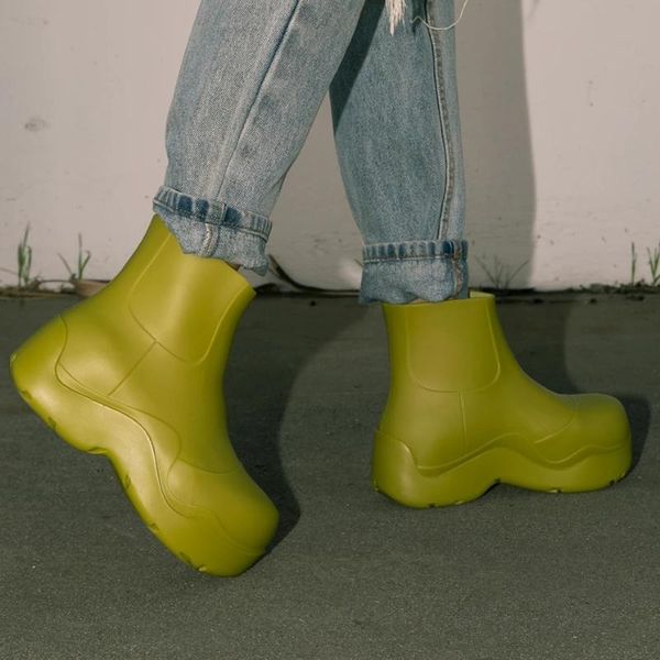 

boots women modern fashion design waterproof solid eva rainy boot platform flat non chunky heel sole ladies shoes whosale, Black