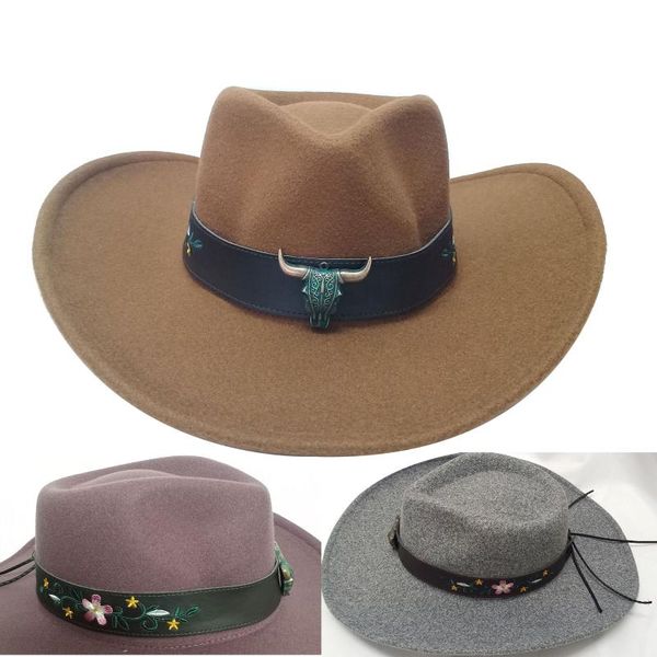 

wide brim hats man hat cowboy fedoras for women tauren embroidery belt fashion black autumn panama, Blue;gray