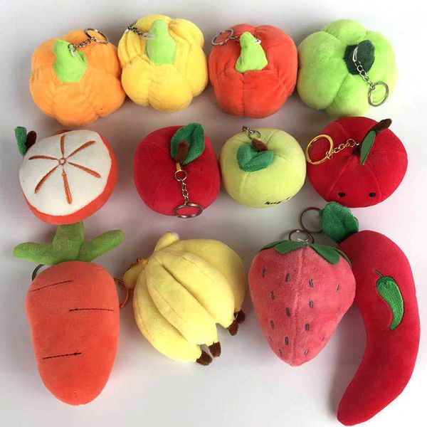 

10pcs/set cute fruit vegetable plush keychain pendant cartoon soft stuffed dolls kawaii bag key ring for women girls