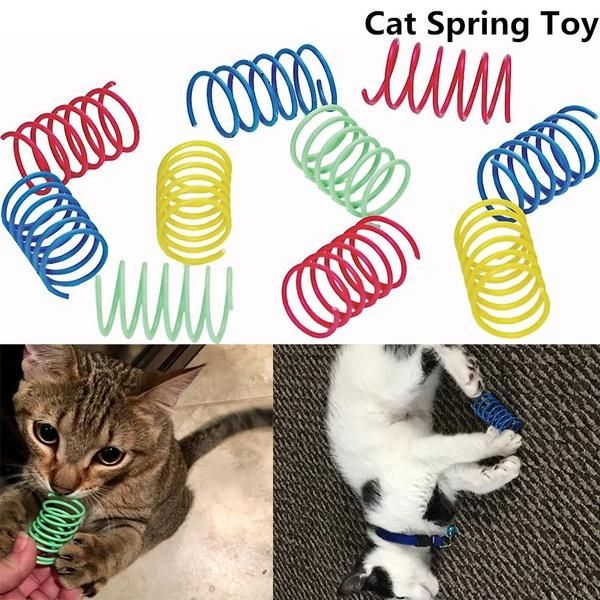 

4/8pcs kitten cat toys wide durable heavy gauge colorful springs pet toy