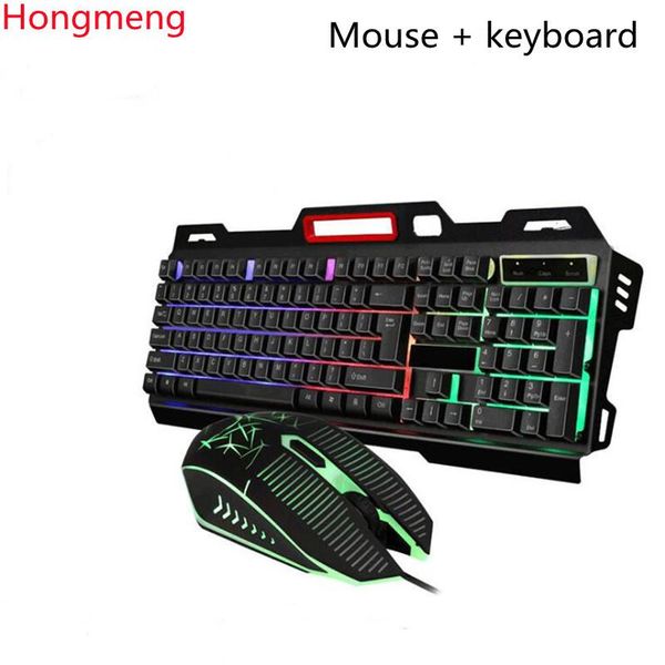 

keyboard mouse combos hongmeng cmk198 game key suit desknotebook wired luminous usb backlight for computer games